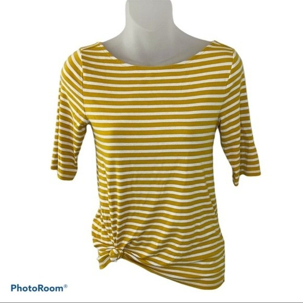 Old Navy Yellow Striped Scoop Back Top Size Small